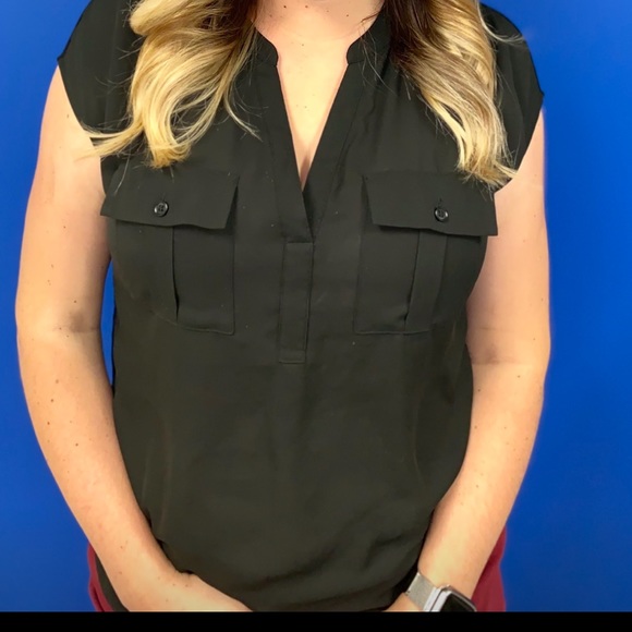 Bright Red beautiful silky shirt, only worn twice. Very flattering. - Picture 2 of 4